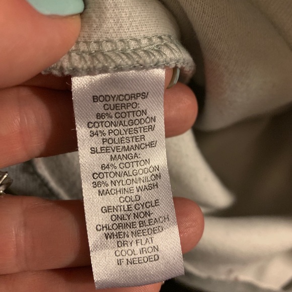 LOFT grey cropped top with lace sleeves sz L - Picture 7 of 7